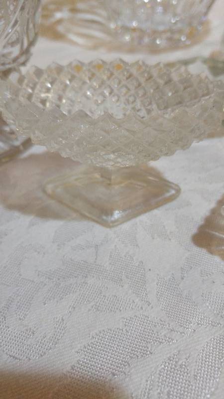 lot 225 image: Antique Salts -7 and Crystal Serving Pieces  Exquisite pieces