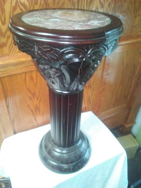lot 139 image: Wooden marble plant stand