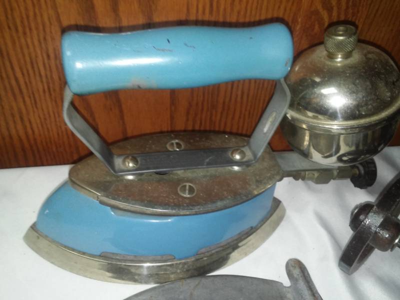 lot 287 image: Vintage steam iron, stroller and more.