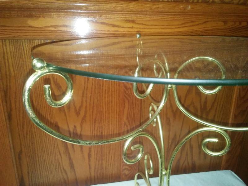 lot 305 image: Gold Metal Glass Top Table.