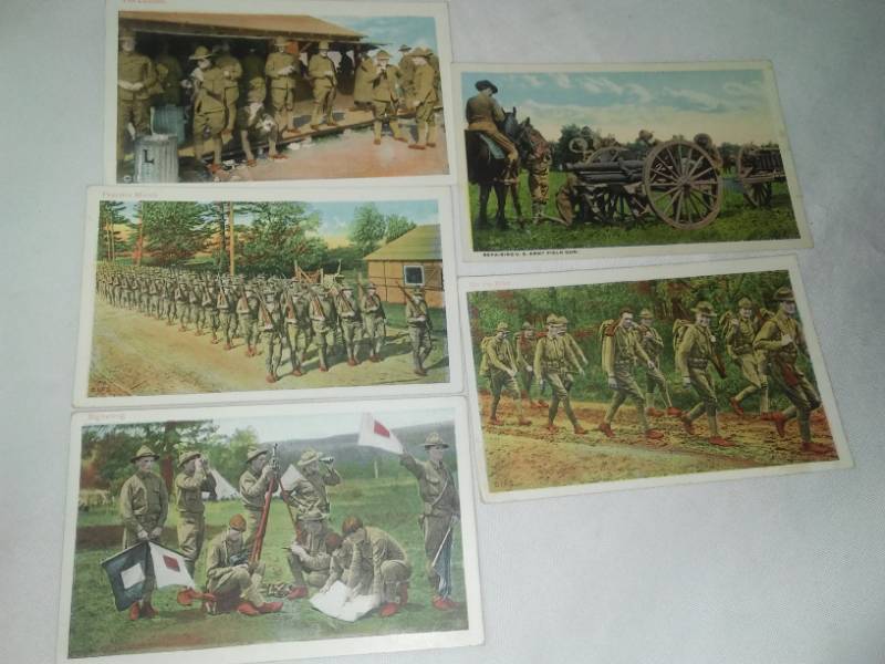 lot 399 image: 5 - WWI colorized postcards, military, excellent.
