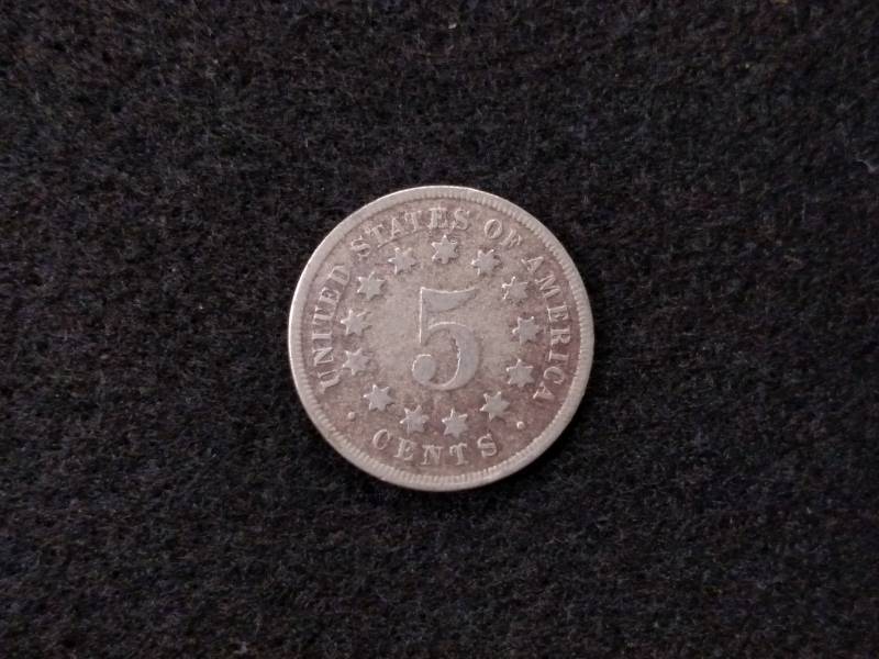 1867 No Rays Shield Nickel...