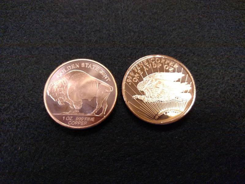 (2) One Ounce .999 Copper Coins...