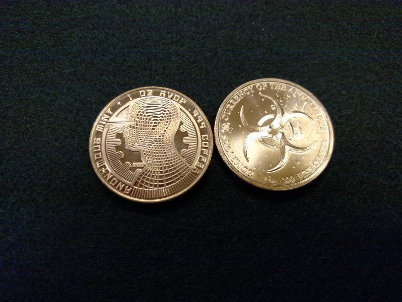 (2) One Ounce .999 Copper Coins...