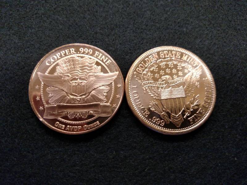 (2) One Ounce .999 Copper Coins...
