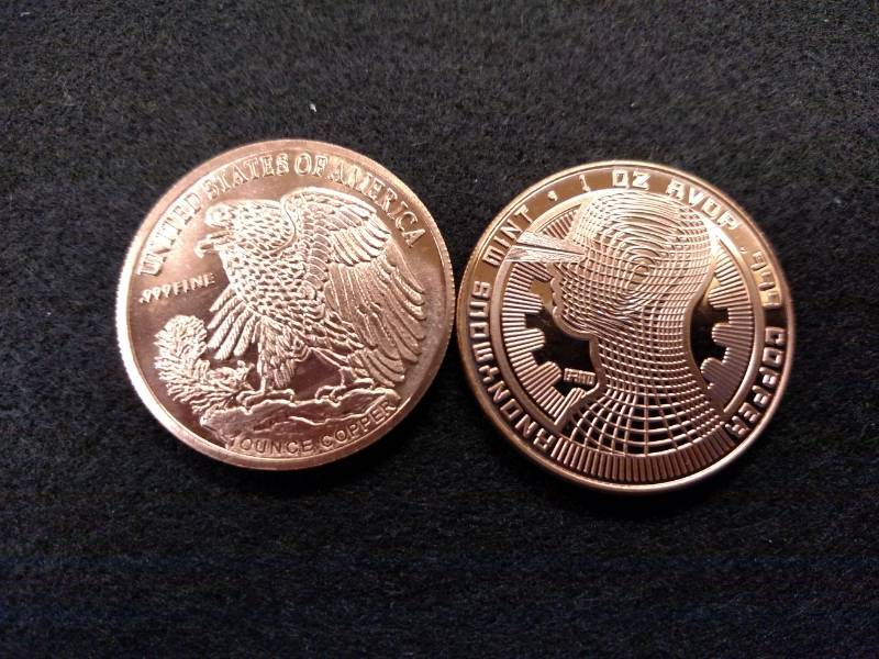 (2) One Ounce .999 Copper Coins...
