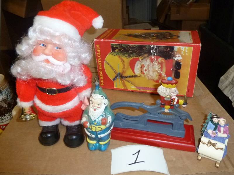 lot 1 image: vintage walking Santa rings bell an...