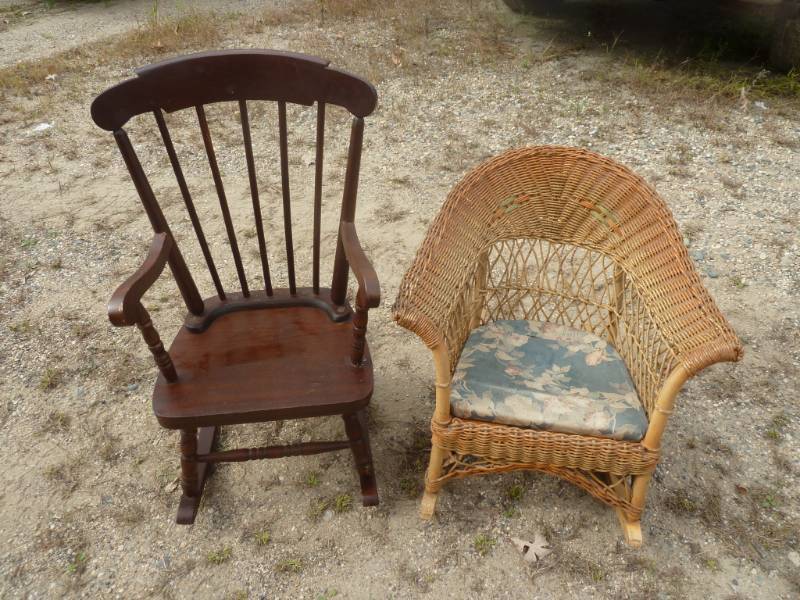 lot 40 image: two vintage childrens rocking chair...