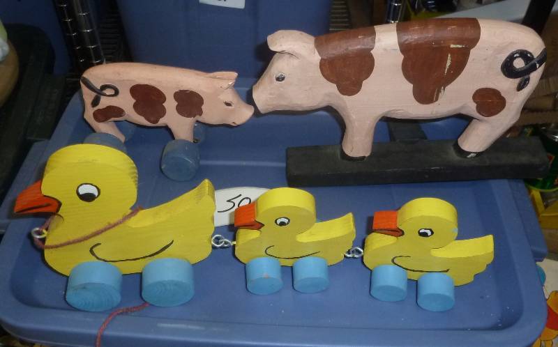 lot 50 image: wood toys and doorstop...