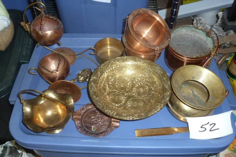 lot 52 image: brass lot, planters, bowls, spittoo...