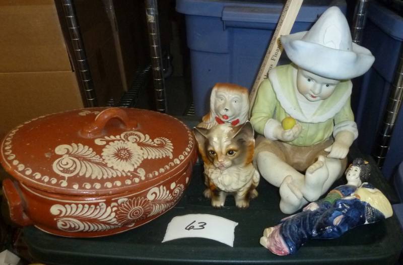 lot 63 image: vintage plaster, boy, cat and dog, ...