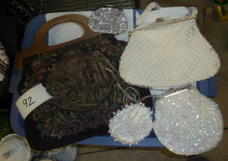lot 92 image: purse lot, tapestry, sequins vintag...