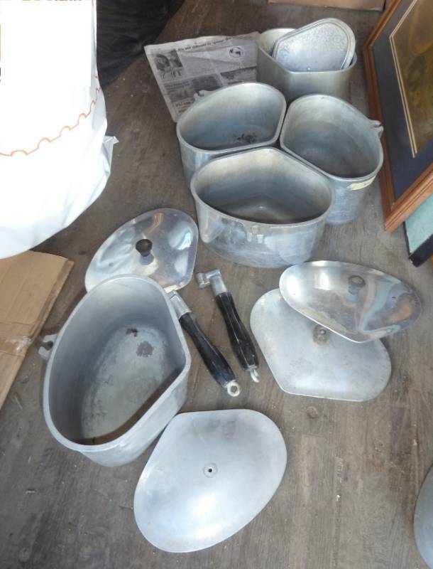 lot 101 image: group of cast iron triangle shaped ...