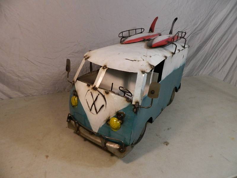 New Handmade Recycled Metal VW Van Garden IndoorOutdoor Art