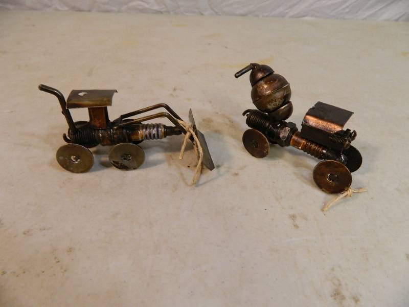 New Handmade Recycled Metal Spark Plug Trucks