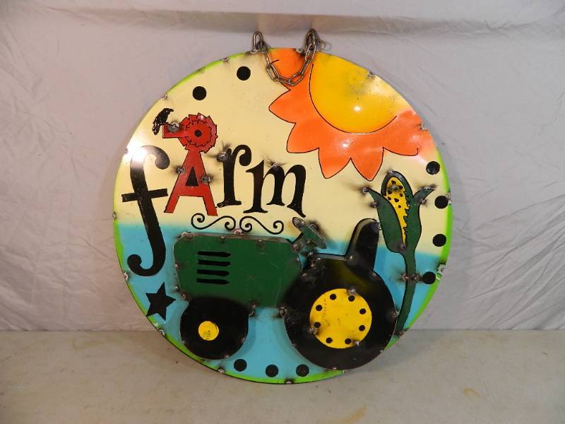 New Handmade Recycled Metal Farm Garden Sign IndoorOutdoor Art