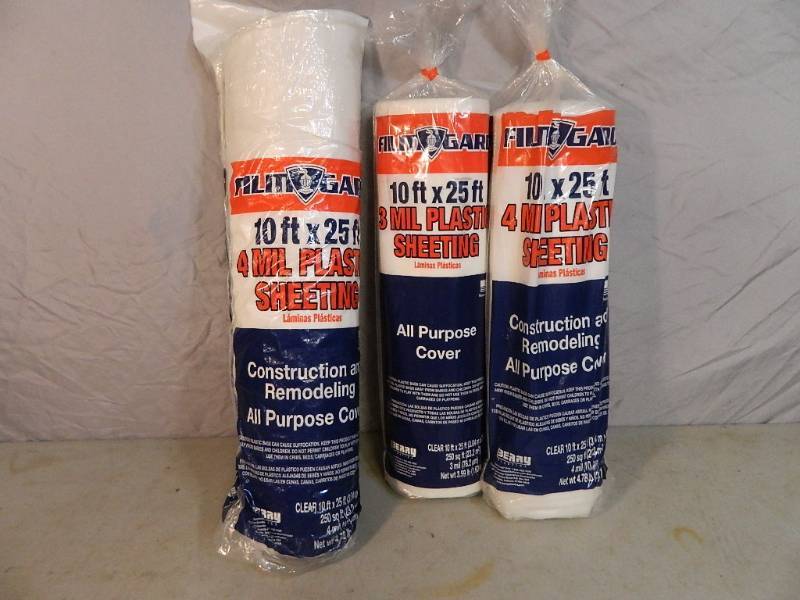 3 New Rolls of Plastic Sheeting