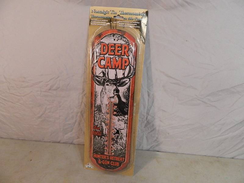 New Deer Camp Tin IndoorOudoor Thermometer