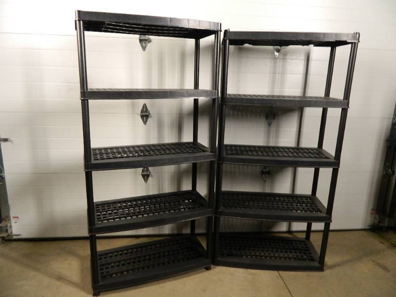 Pair of 5 Tier Plastic Shelves