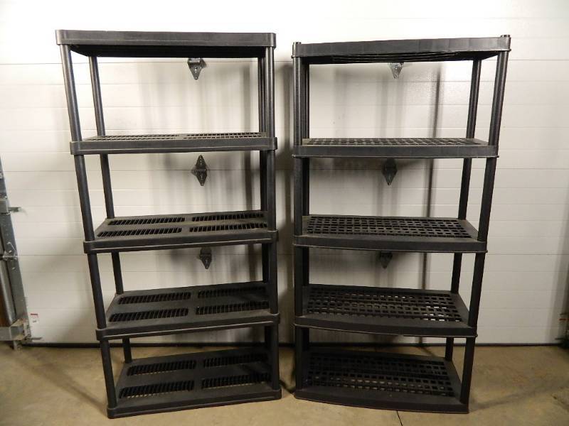 Pair of 5 Tier Plastic Shelves