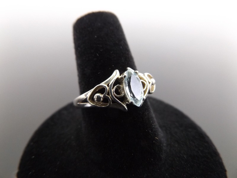 lot 39 image: .925 Sterling Silver Marquise Crystal Ring Size 8