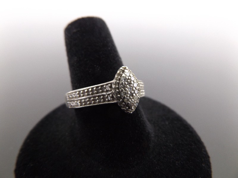 lot 46 image: .925 Sterling Silver Diamond Ring Size 8