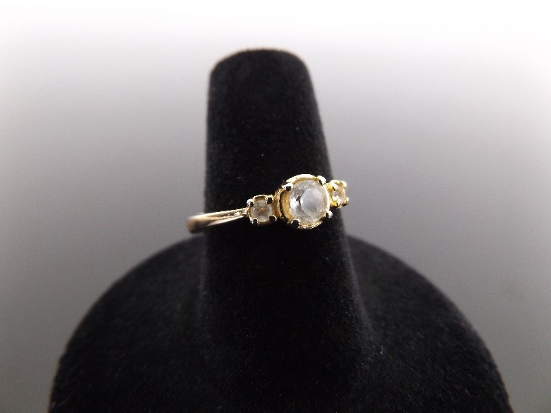 lot 50 image: .925 Sterling Silver Crystal Vermeil Ring Size 7