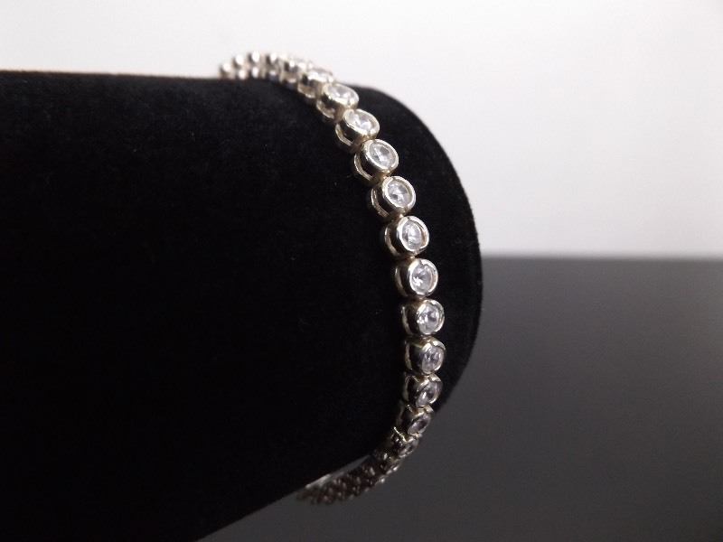 lot 54 image: .925 Sterling Silver Crystal Tennis Bracelet
