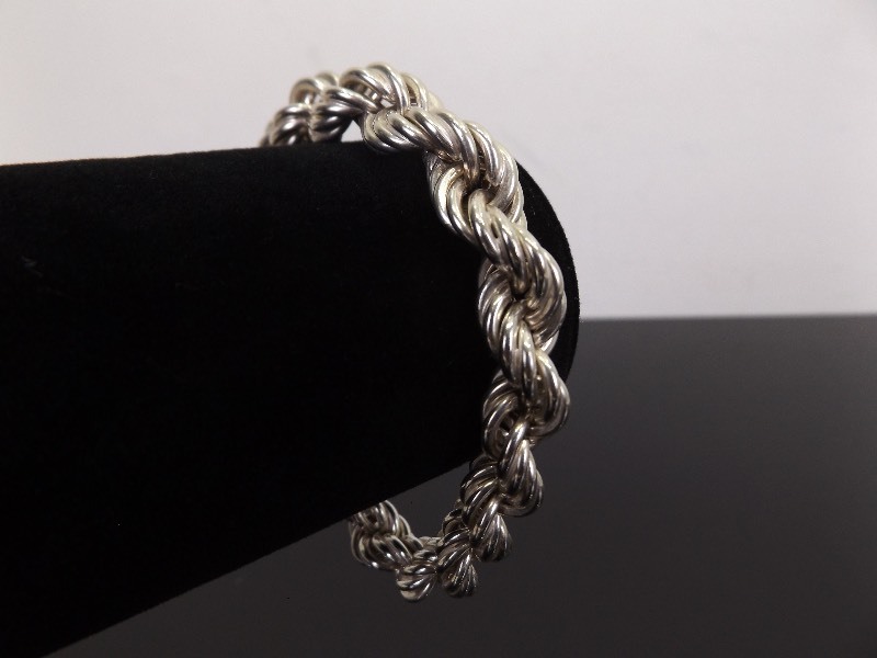 lot 56 image: .925 Sterling Silver Thick Rope Bracelet