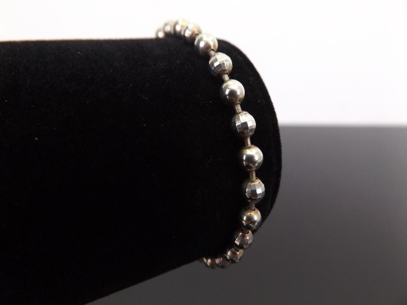 lot 62 image: .925 Sterling Silver Disco Ball Link Bracelet