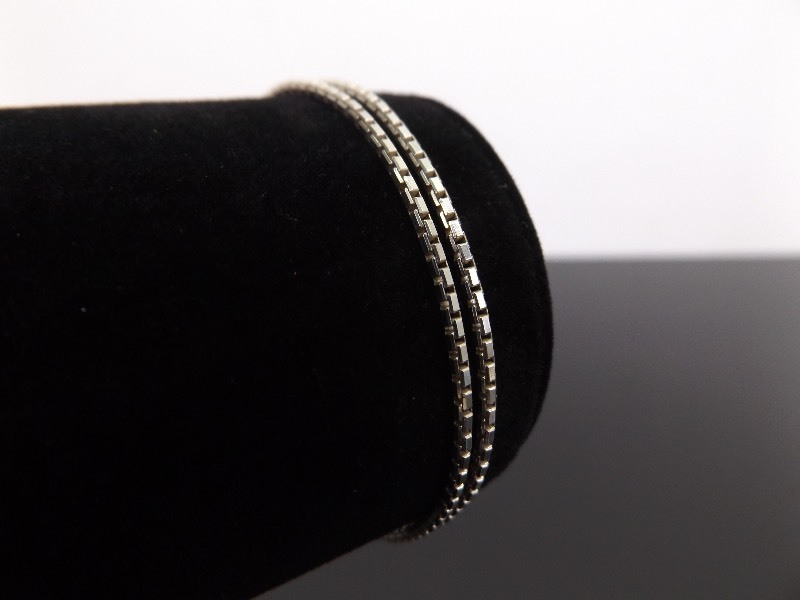 lot 64 image: .925 Sterling Silver Double Box Link Chain Bracelet