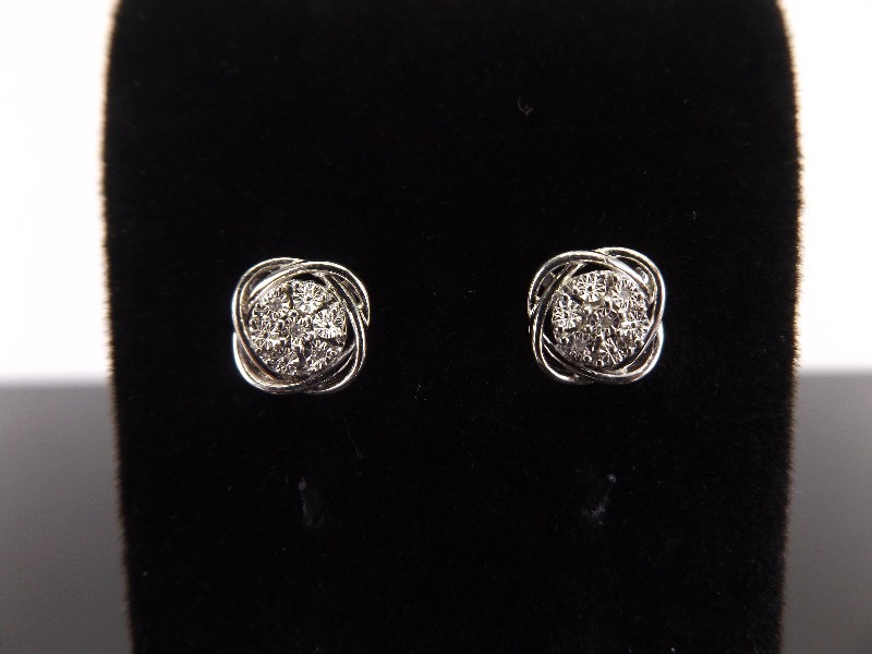 lot 85 image: .925 Sterling Silver Nest Diamond Accented Post Earrings