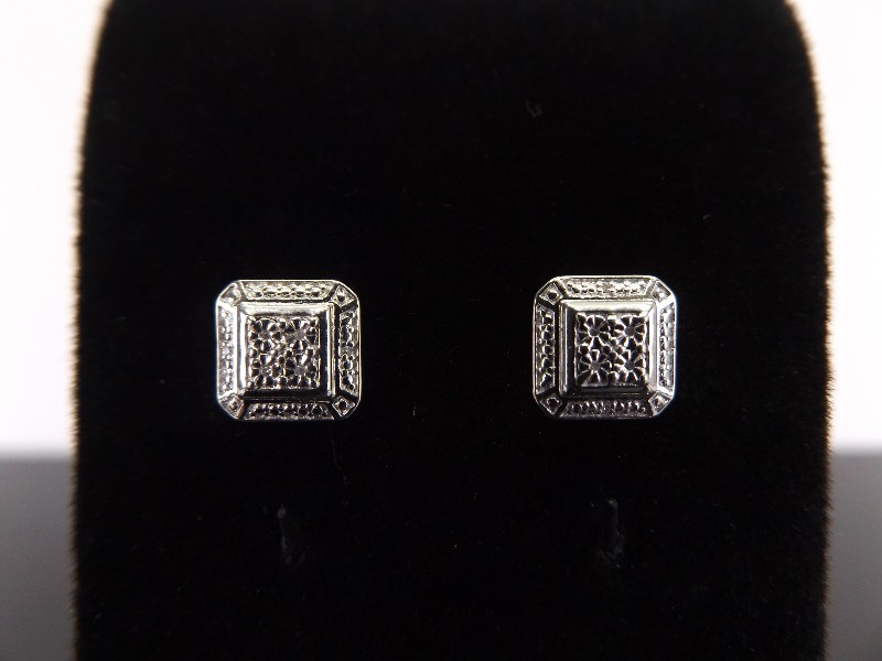lot 86 image: .925 Sterling Silver Diamond Accented Post Earrings