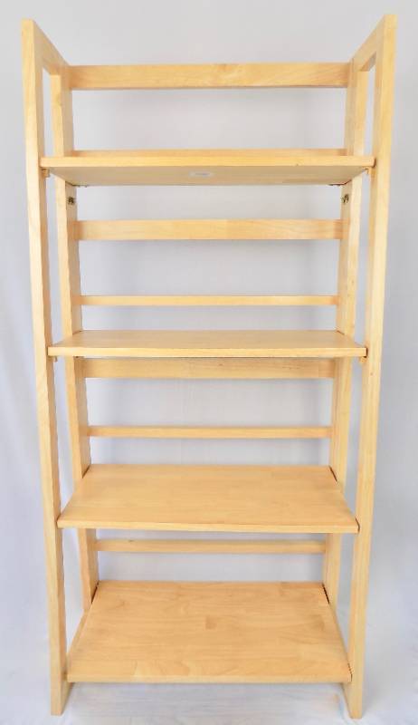 lot 39 image: Nice, 5 shelf, Foldable Tiered Wood Shelf