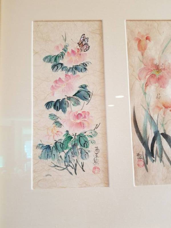 lot 55 image: Amazing Three Panel Chinese Watercolor