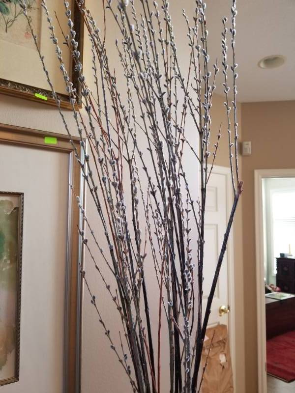 lot 56 image: Striking Red Vases with Decorative Branches