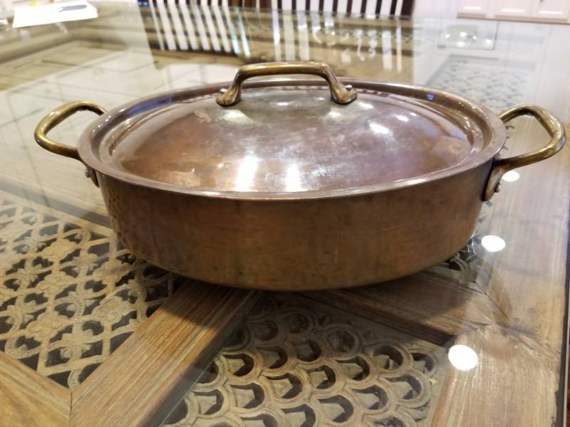 lot 93 image: Rustic Oval Copper Casseroles