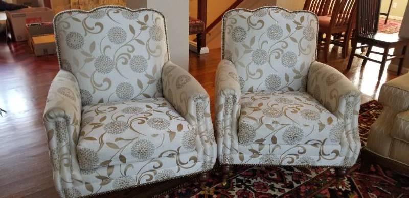 lot 10 image: A. Rudin Club Chairs with Nailhead Trim