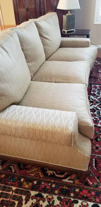 lot 11 image: A. Rudin Three Cushion Sofa, Style R25219