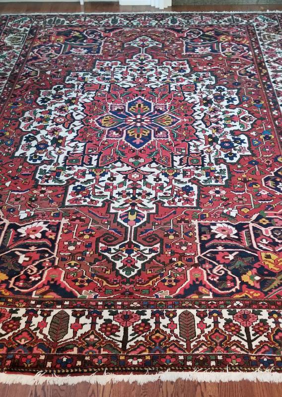 lot 5 image: Persian Bakhtiara Area Rug  11.1 x 15.5 (living room)