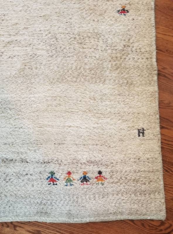 lot 4 image: Persian Gabbeh Loribaft Rug  Little People 5.4 x 3.7