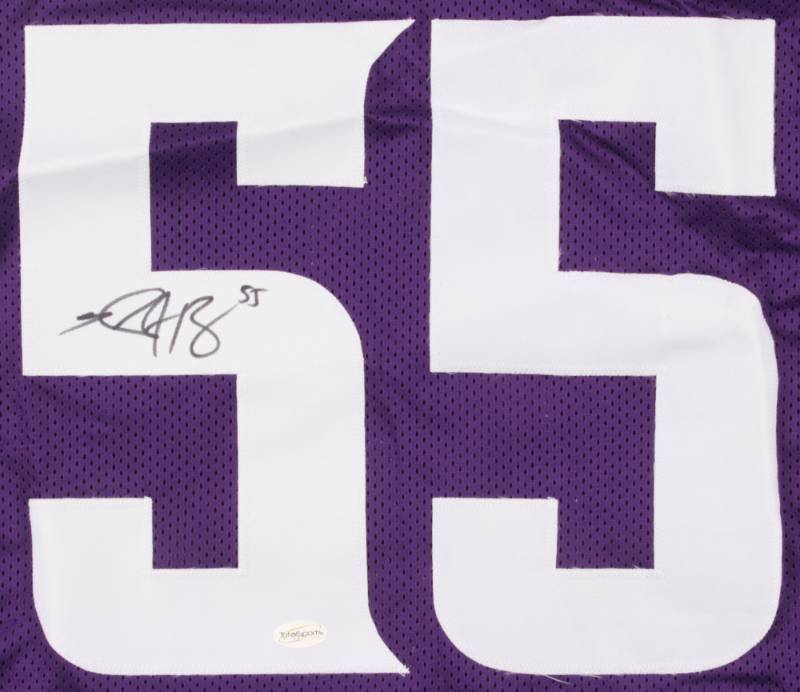 lot 12 image: Anthony Barr Signed Vikings Jersey (TSE COA)