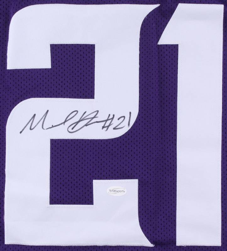 lot 14 image: Mike Hughes Signed Vikings Purple Jersey (TSE COA)