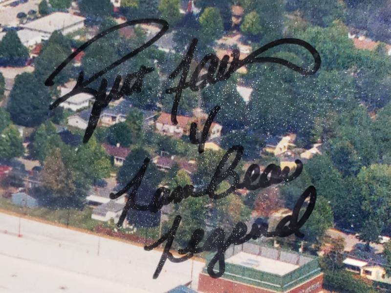 lot 25 image: Hand-Signed Brett Farve Limited Edition Lambeau Field (22 of 444) Framed Numbered Print