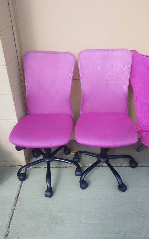 lot 15 image: Pair Of Matching Fuschia Office Chairs