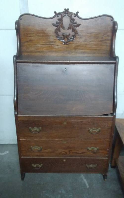 lot 52 image: Vintage Drop Front Writing Desk 30x56x12
