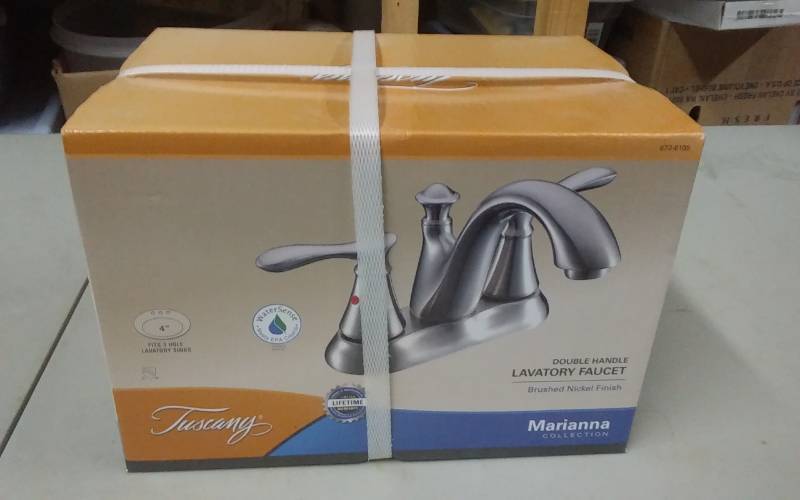 lot 59 image: NEW Bathroom Faucet Brushed Nickel