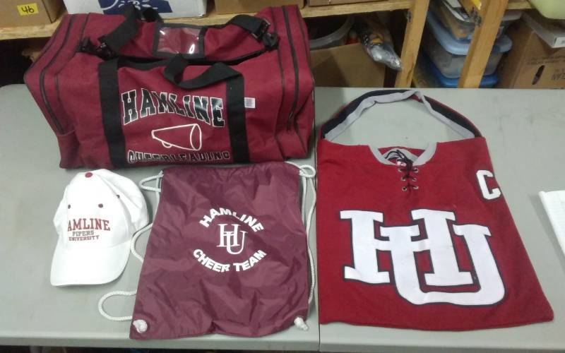 lot 62 image: Hamline University Gear Duffel Bag-Made From Hockey Jersey, More