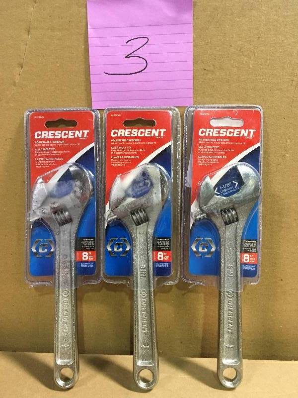lot 3 image: Lot of 3 AC28VS Crescent Adjustable Wrench not used