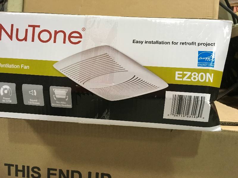 lot 5 image: NuTone EZ Fit 80 CFM Ceiling Bathroom Exhaust Fan, in good condition